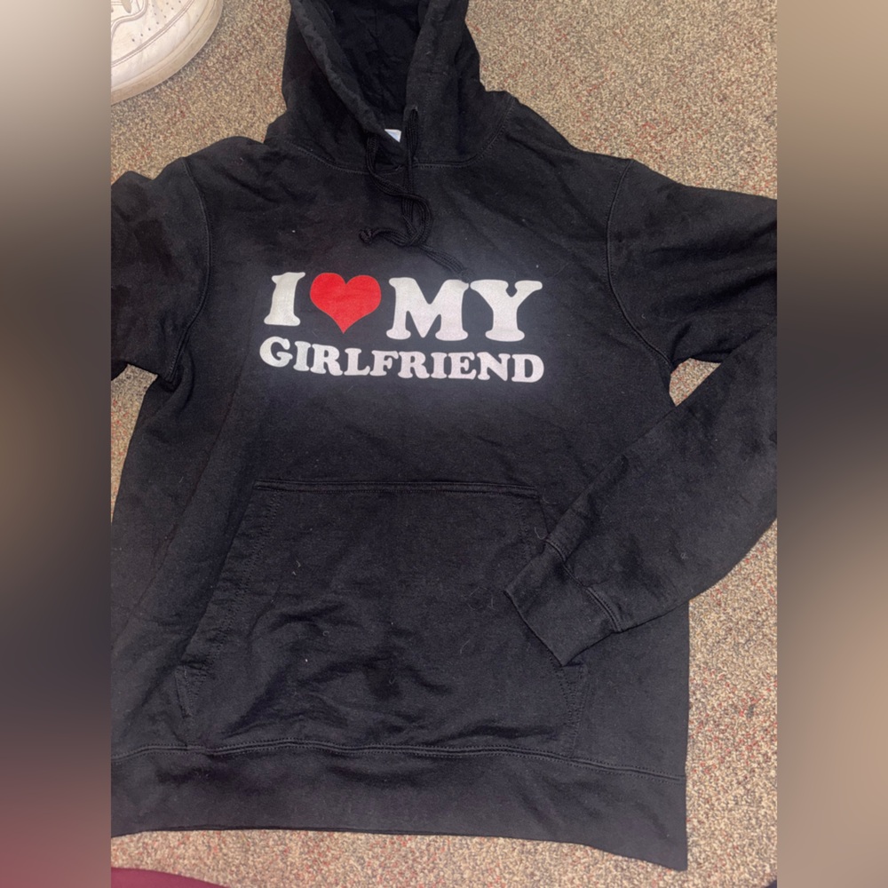 Black Hoodie with 'I Love My Girlfriend' Print